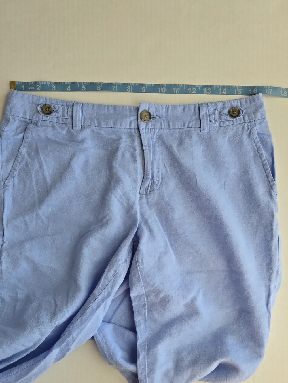 Banana Republic Linen Cotton Light Blue Casual Cuffed Pants Women's Size 8